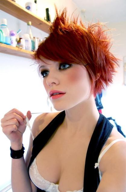 Messy redhead shorts cute