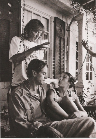 cinemamonamour1:
“ Adrian Lyne with Jeremy Irons and Dominique Swain, on the set of Lolita.
”