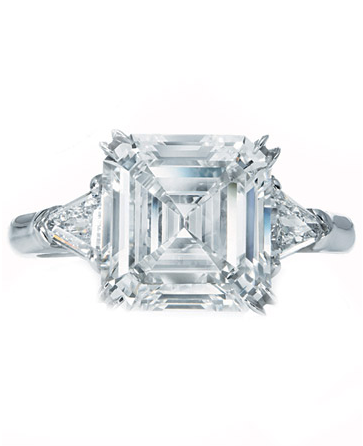 Asscher cut engagement rings with trillions