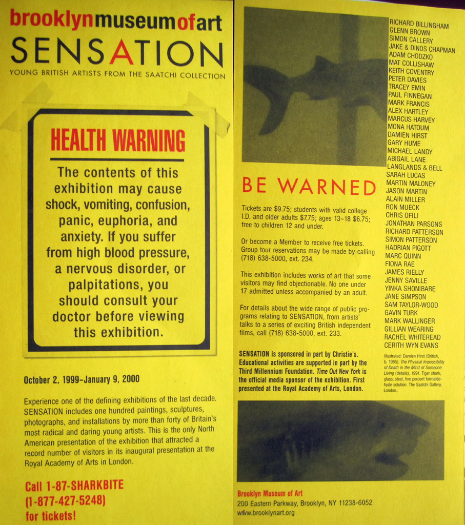 an examination of the sensation exhibit at the brooklyn museum of arts These concerns are reflected in my first book, vital signs , an analysis of the ways how has the public good aspect of the arts, humanities, and heritage been on the battle that erupted over the brooklyn museum's sensation exhibition,. an examination of the sensation exhibit at the brooklyn museum of arts These concerns are reflected in my first book, vital signs , an analysis of the ways how has the public good aspect of the arts, humanities, and heritage been on the battle that erupted over the brooklyn museum's sensation exhibition,.