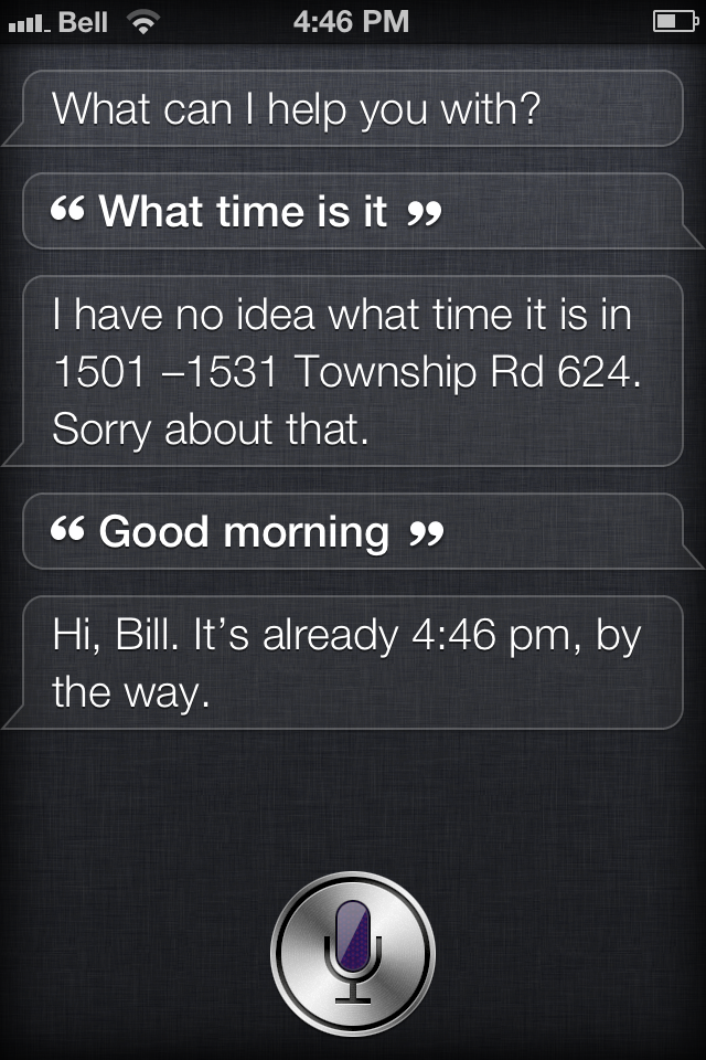 Siri conversation about time
