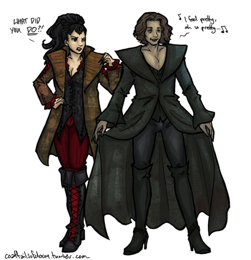 coattailsofdoom: “ Evil Queen and Rumplestiltskin costume swap! Inspired by this. You’re not getting those clothes back, Regina. Deal with it. ”