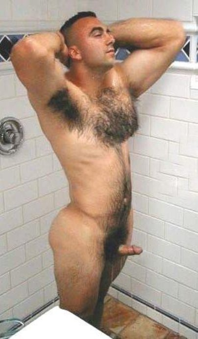 Big cock curly long hair shower