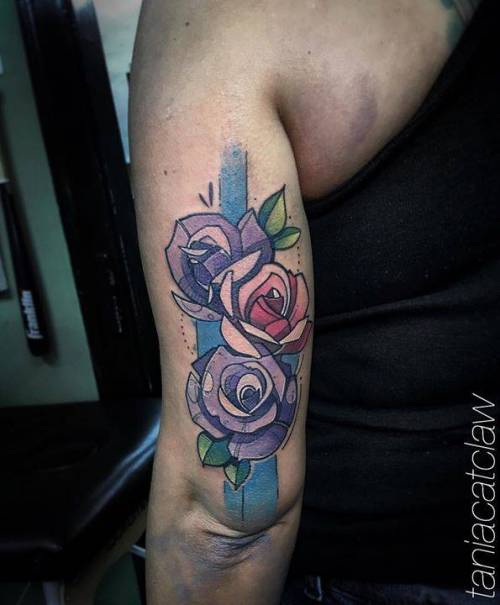 By Tania Catclaw, done at El Diablo Tattoo Club, Lisboa.... flower;sketch work;tricep;rose;facebook;nature;twitter;medium size;taniacatclaw