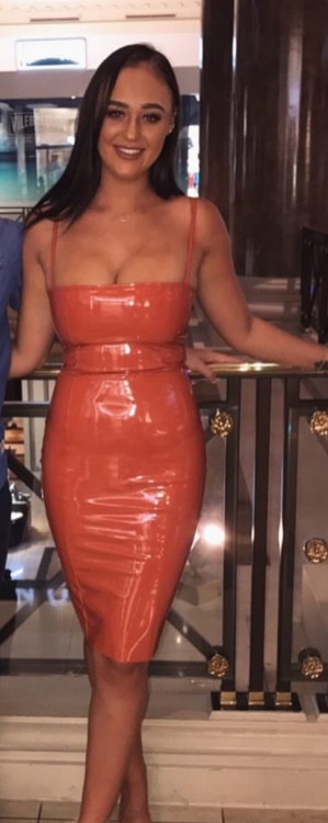 Red strap dress.