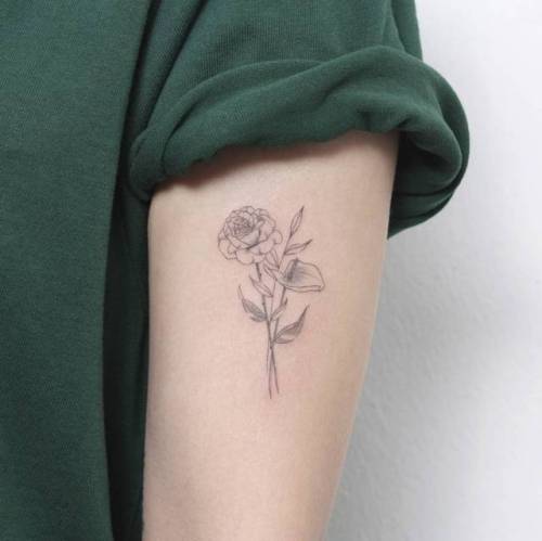 By Hyoa tattooer, done in Seoul. http://ttoo.co/p/36009 flower;small;line art;calla lily;tiny;rose;ifttt;little;hyoa;nature;medium size;illustrative;upper arm;fine line