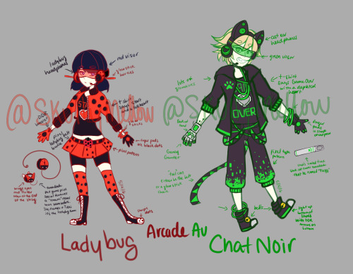 i hope you guys like this im really proud of the designs i would probably cry if this got fanart or if anyone actually liked this xd miraculous ladybug miraculous the tales of ladybug and cat noir ladybug chat noir marinette adrien marinette cheng adrien agreste arcade au! miraculous ladybug arcade au! ml au ladybug au ml art ml aus miraculous arcade au