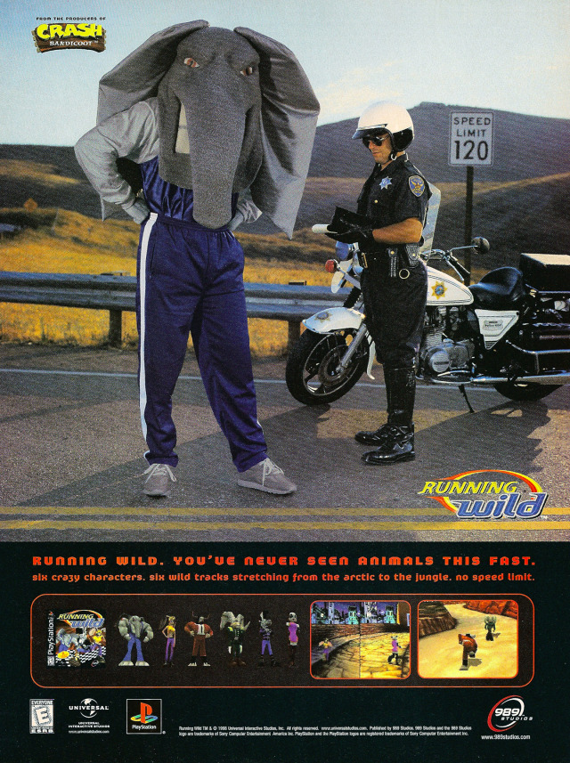 Video Game Print Ads — ‘Running Wild’ [PS1] [USA] [MAGAZINE] [1998]