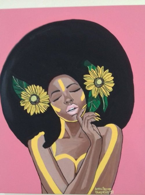 fyblackwomenart:Sunflower Afro by Blueamaru