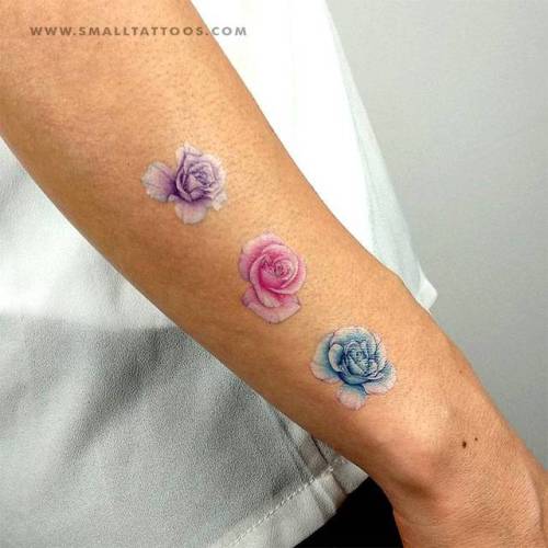 Rose head temporary tattoos designed by tattoo artist Mini Lau,... flower;minilau;rose;nature;temporary;pink rose