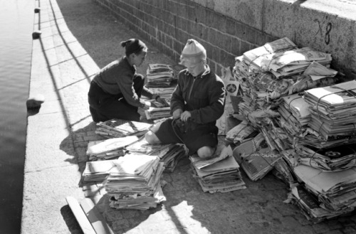 vintage-sweden:Boys collecting paper, 1940s, Sweden. There was...