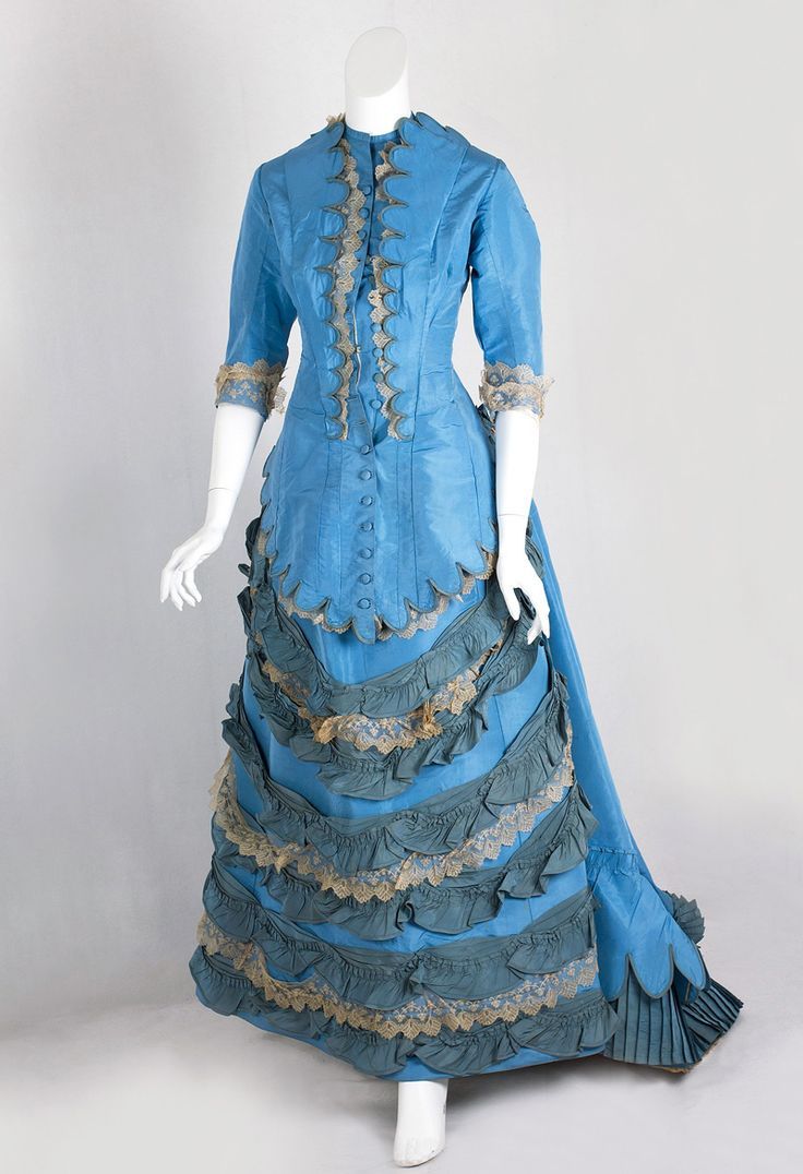 Ephemeral Elegance — Taffeta Afternoon Dress, ca. 1870s via Vintage...
