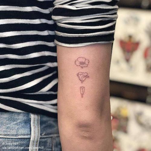 By Joey Hill, done at High Seas Tattoo Parlor, Los Angeles.... flower;small;single needle;line art;tricep;tiny;joeyhill;blooming flower;ifttt;little;nature;poppy;fine line