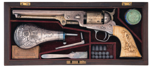 peashooter85:Colt Model 1851 Navy revolver with carved Mexican...