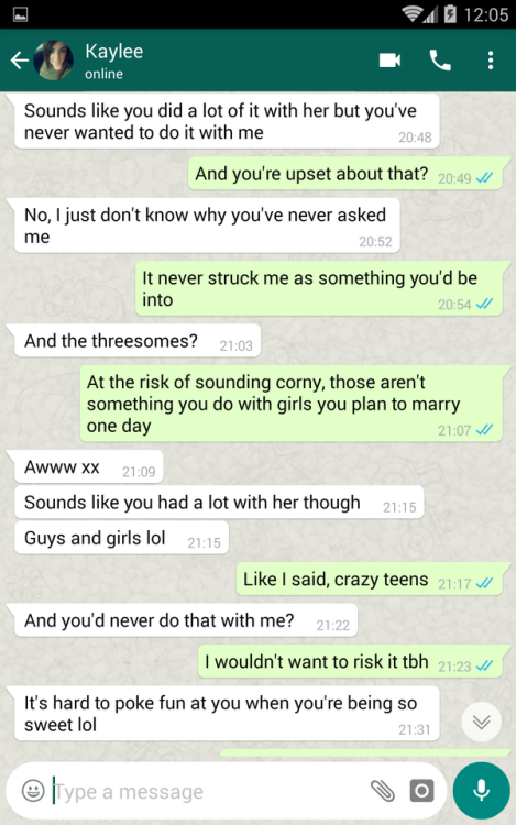 GF chats with her BFs ex, comes out of her shell.