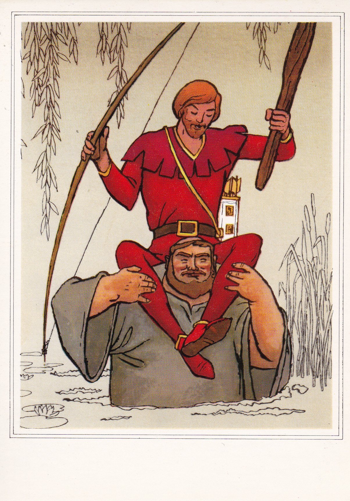 Robin Hood illustration by A. Blokh and L. Korsakov, postcard from 1975 (via etsy)