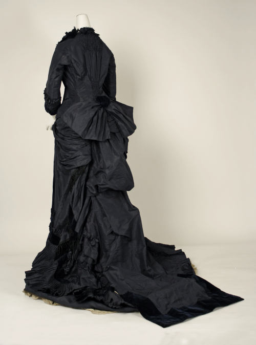 Taffeta Bustle Dress with Velvet Trim, ca. 1880... - gdfalksen.com
