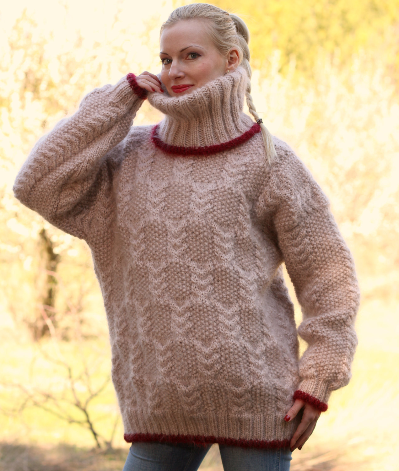 Just a mohair lover — Made to order hand knitted mohair sweater in beige...