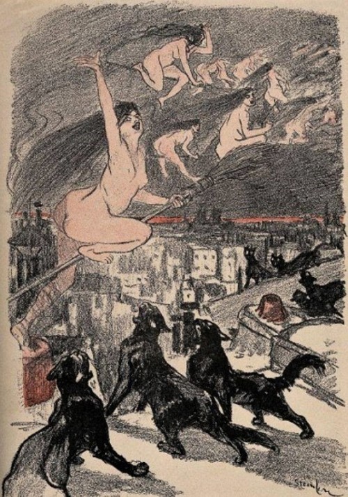 enchantedbook:“Black cats howl as naked witches ascend into...