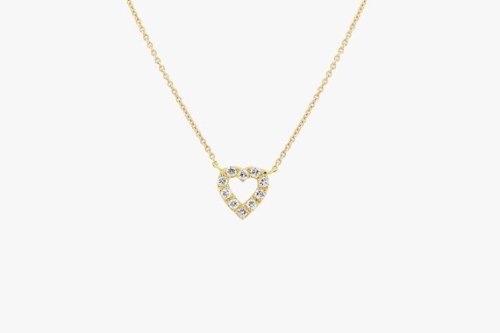 Tiny Diamond Heart Necklace / Mini Diamond Hear Pendant in 14k ...