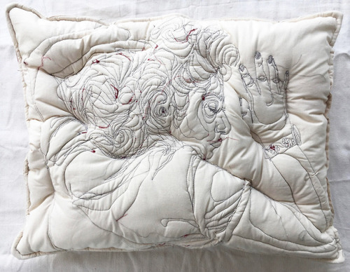 itscolossal:New Embroideries of People Slumbering on Handmade...