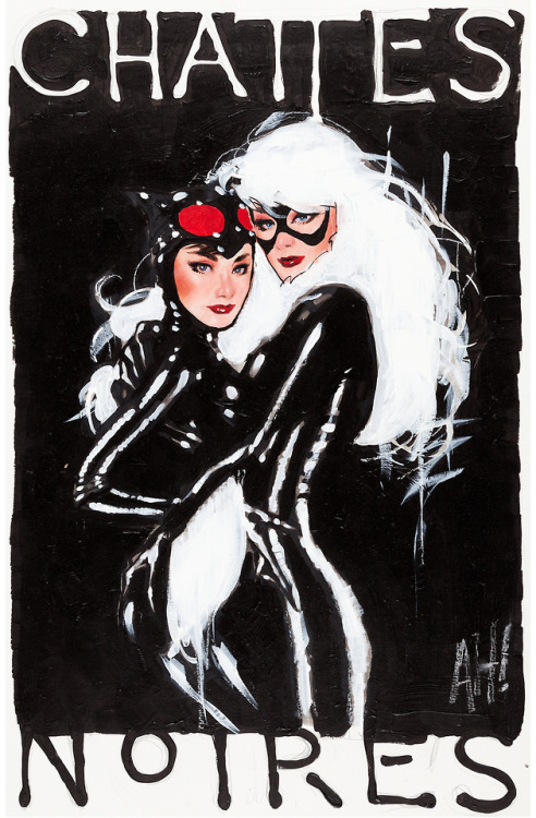 thebristolboard: “Chattes Noires” painting by Adam Hughes, circa...