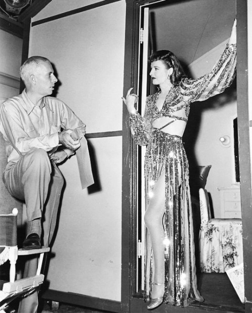 myrnaloy:Barbara Stanwyck and Howard Hawks on the set of Ball of...