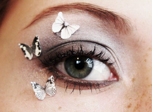 sosuperawesome:Butterfly fake eyelashes and eye decals,...