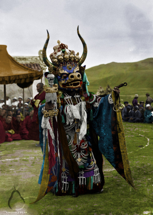 historicaltimes:A Tsam Mask Dance at Ulaanbaatar, Mongolia; c....