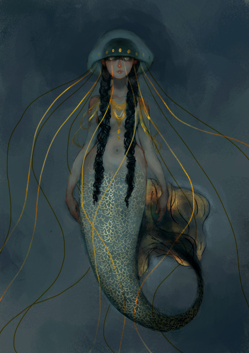 vehementa-draws:last minute mermaid: jellyfish priestess