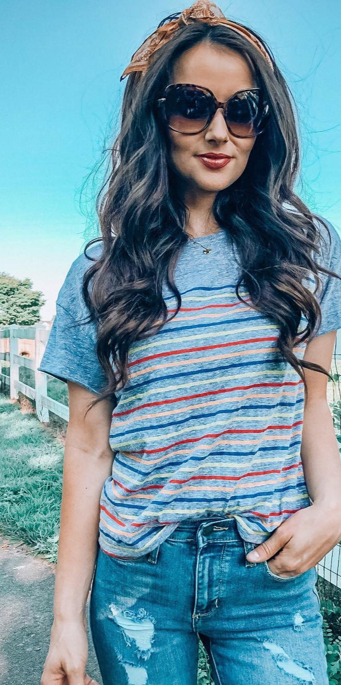 10+ Gorgeous Outfits You Must See - #Stylish, #Girls, #Outfitideas, #Loveit, #Street A cute little stripe tee for a hot summer day! I basically live in tees and shorts lately. This top is under $30 and comes in two colors! Shop this look here using the  app, then screenshot this image for outfit details. , liketkit 