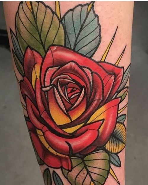 rose tattoo neo traditional