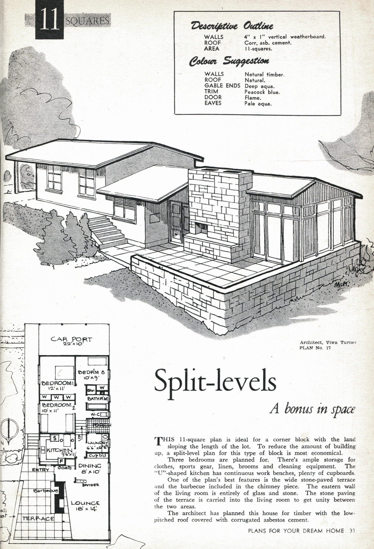 Australia, c. 1955: Plan No. 17 A split-level... - Vintage ...