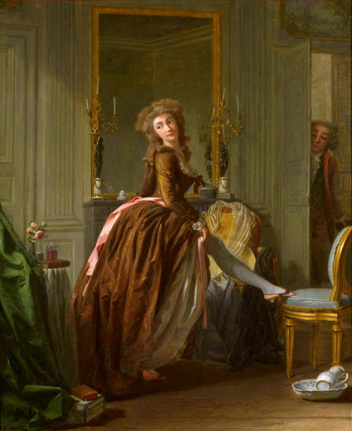 A painting of a woman at her toilette by Michel Garnier, circa 1780s.