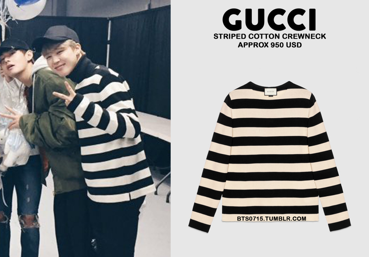 161114 | JIMIN : GUCCI - Striped Cotton Crewneck... : BTS FASHION/STYLE ...