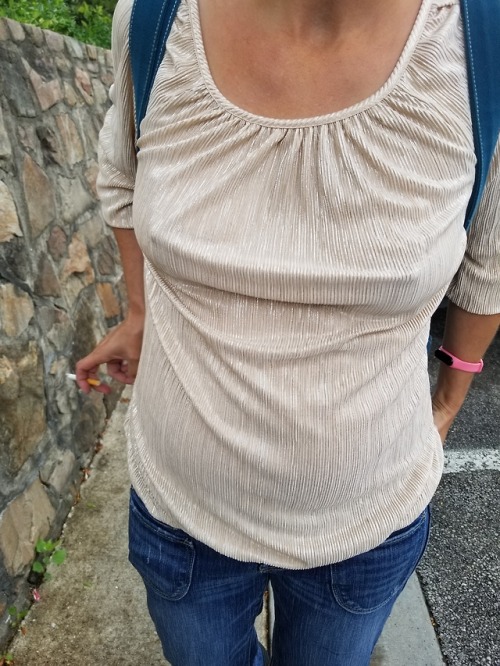 visiblenipple:Out with no bra the other day! Got lots of...