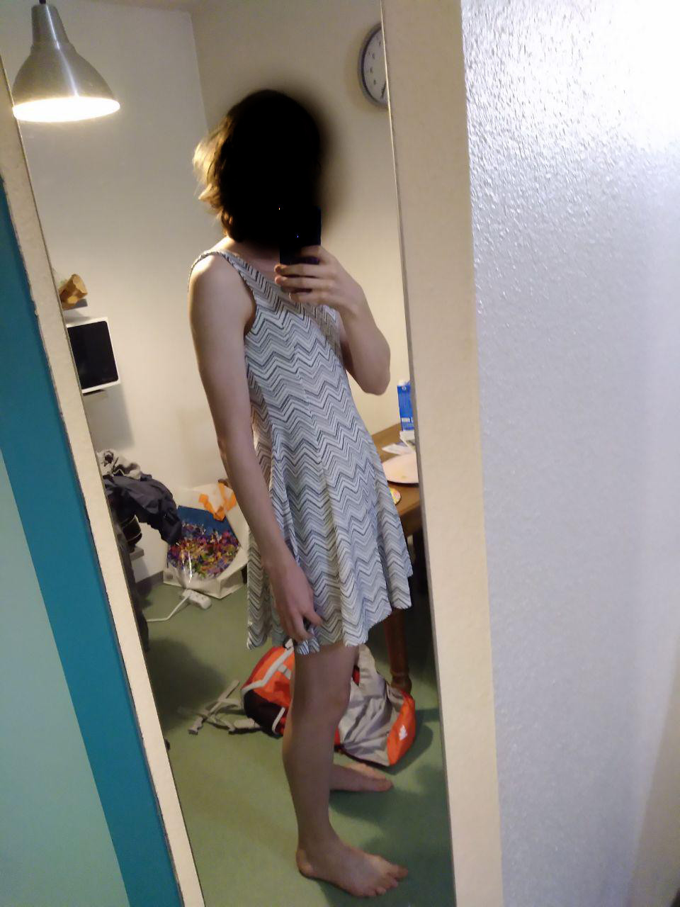 picture of me in a dress, head blurred