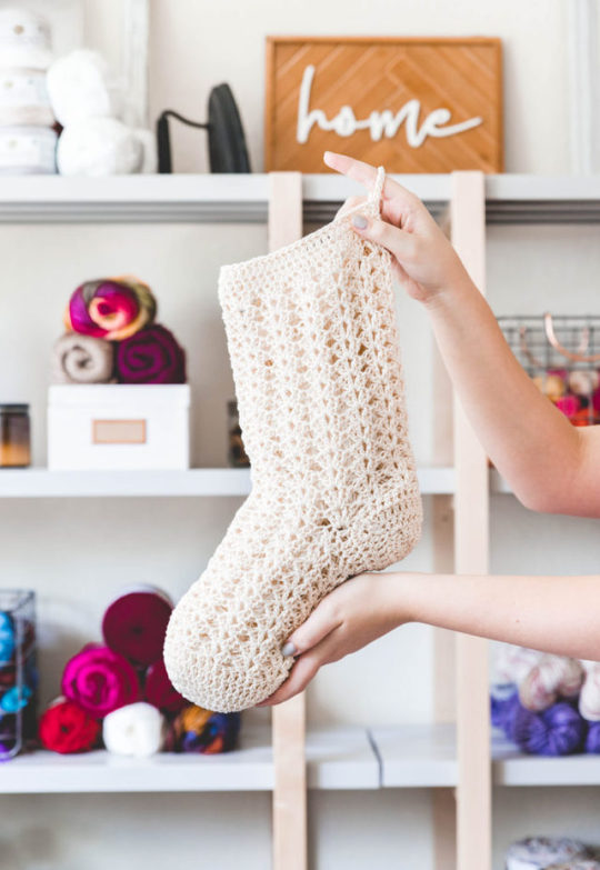 Crochet Farmhouse Christmas Stocking - Sewrella