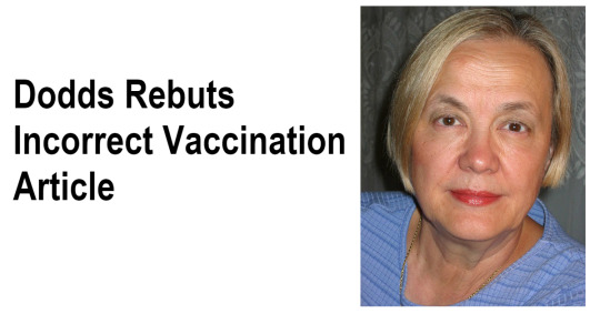 Dodds Rebuts Incorrect Vaccination Article