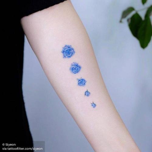 By Siyeon, done at Studio by Sol, Seoul. http://ttoo.co/p/179750 flower;small;siyeon;tiny;blue;rose;blooming flower;ifttt;little;nature;experimental;inner forearm;medium size;other;illustrative
