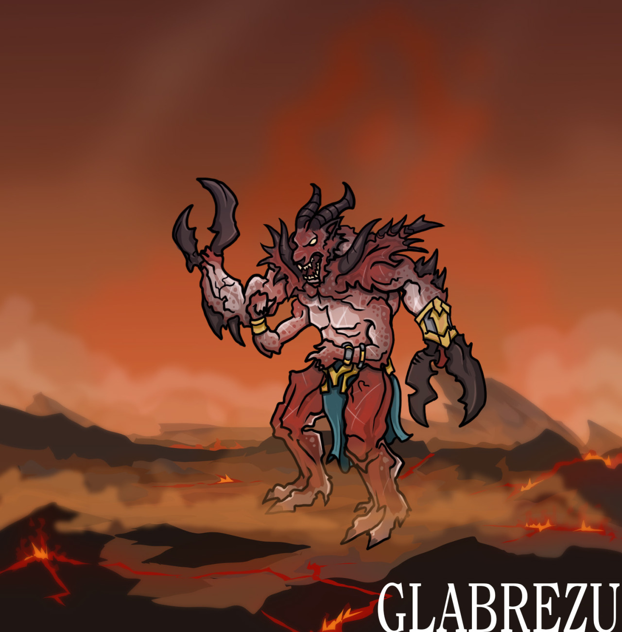 Printable Heroes — Art for the Glabrezu paper miniature. Though...