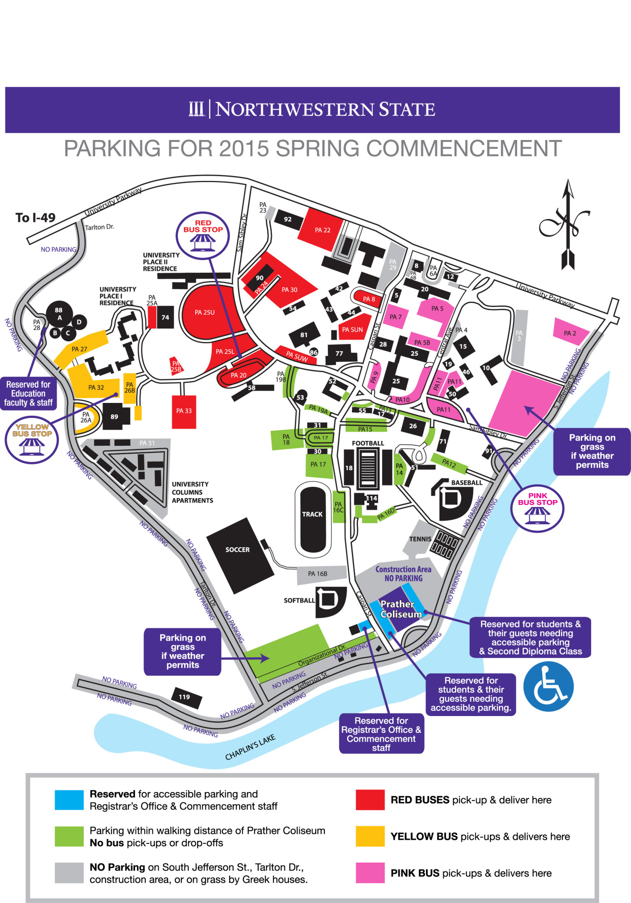 Northwestern State Commencement Parking Map Available