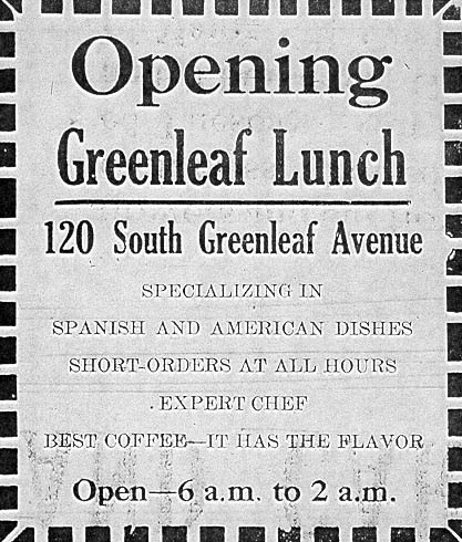 In honor of the latest chef to jump aboard this project and remix a historic L.A. menu– Ricardo Diaz of Guisados, Cook’s Tortas, Colonia Taco, and Whittier’s Bizarra Capital– here’s a 1920s ad for an o.g. Whittier lunch room. It has the flavor.