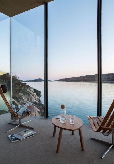 Peaceful view from a home in Northern Norway on the water