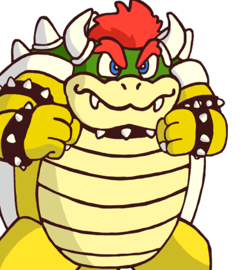 I drew a grumpy Bowser! All he wants is Peach and the Mushroom...