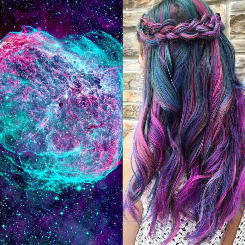 sixpenceee:Galaxy HairTaking inspiration from the cosmos,...