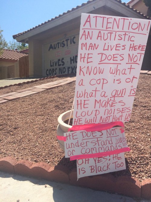 bellygangstaboo:“Autistic man lives here. Cops no excuse”...