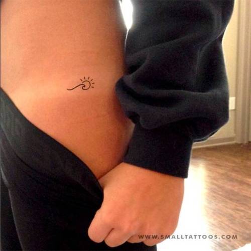 Minimalist wave and sun tattoo, get it here ►... wave;nature;temporary;sun;ocean
