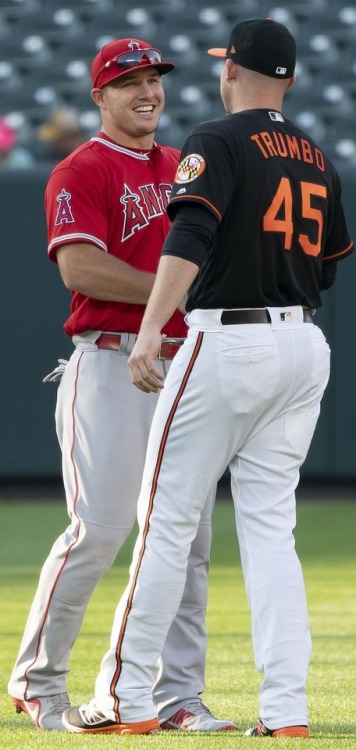 randyjockster:Mark Trumbo with Mike Trout