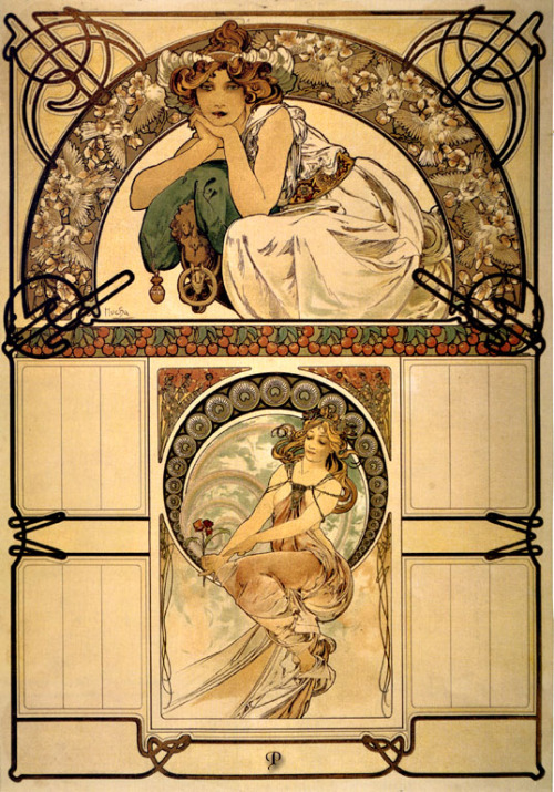 artist-mucha:Calendar of cherry blossom, 1898, Alphonse...